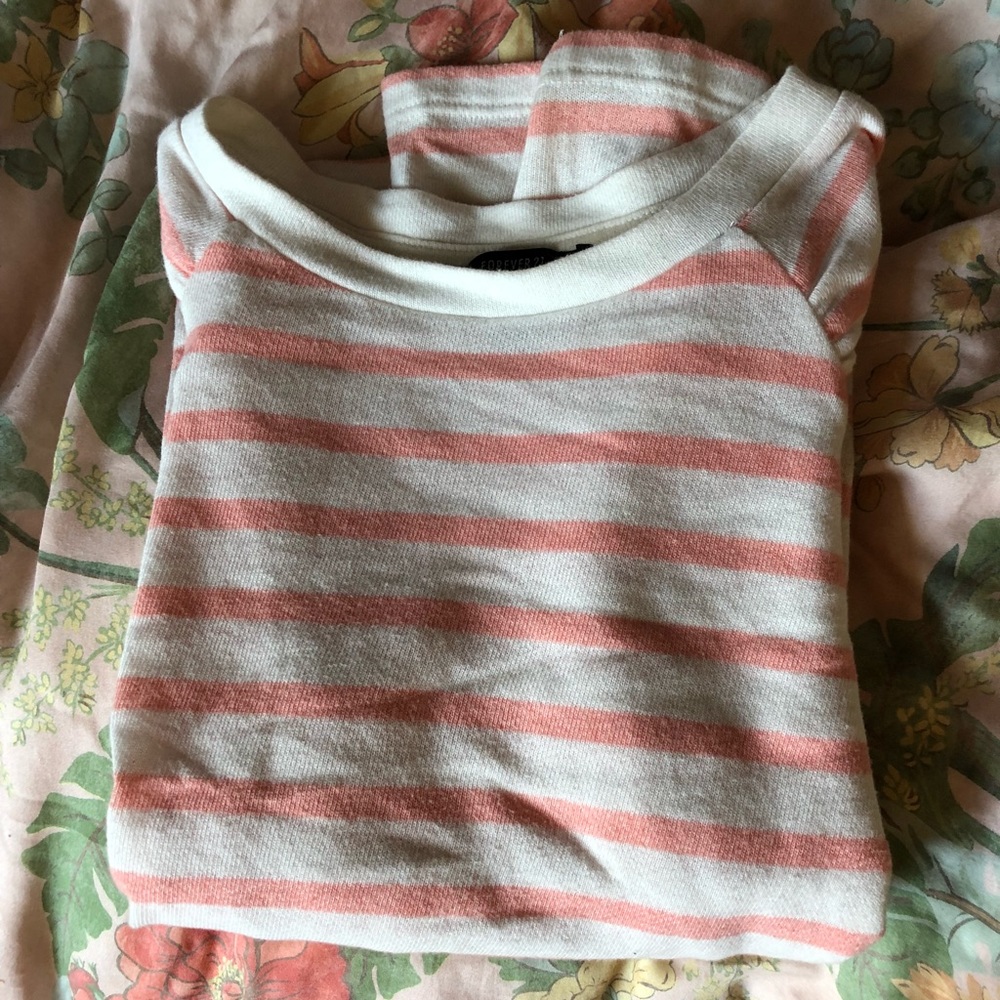 Forever 21 Pink Striped Long Sleeve Shirt